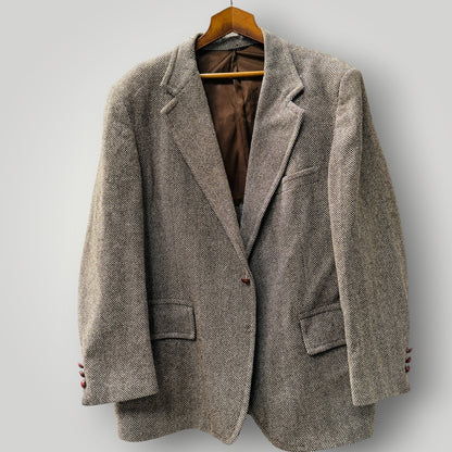 1980s vintage / CRAIG SCOTT / wool herringbone tweed blazer / L (3923127388718332419)