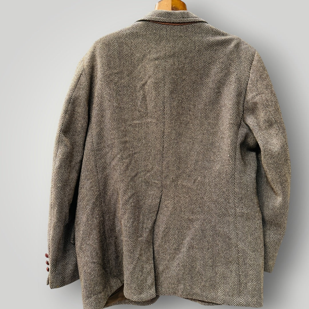 1980s vintage / CRAIG SCOTT / wool herringbone tweed blazer / L (3923127390872053820)
