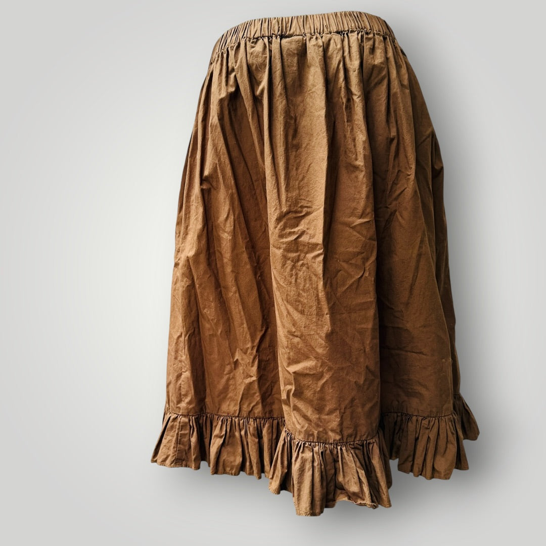 KAREN WALKER / brown cotton organic ruffle skirt with pockets / s (3923127403538046766)