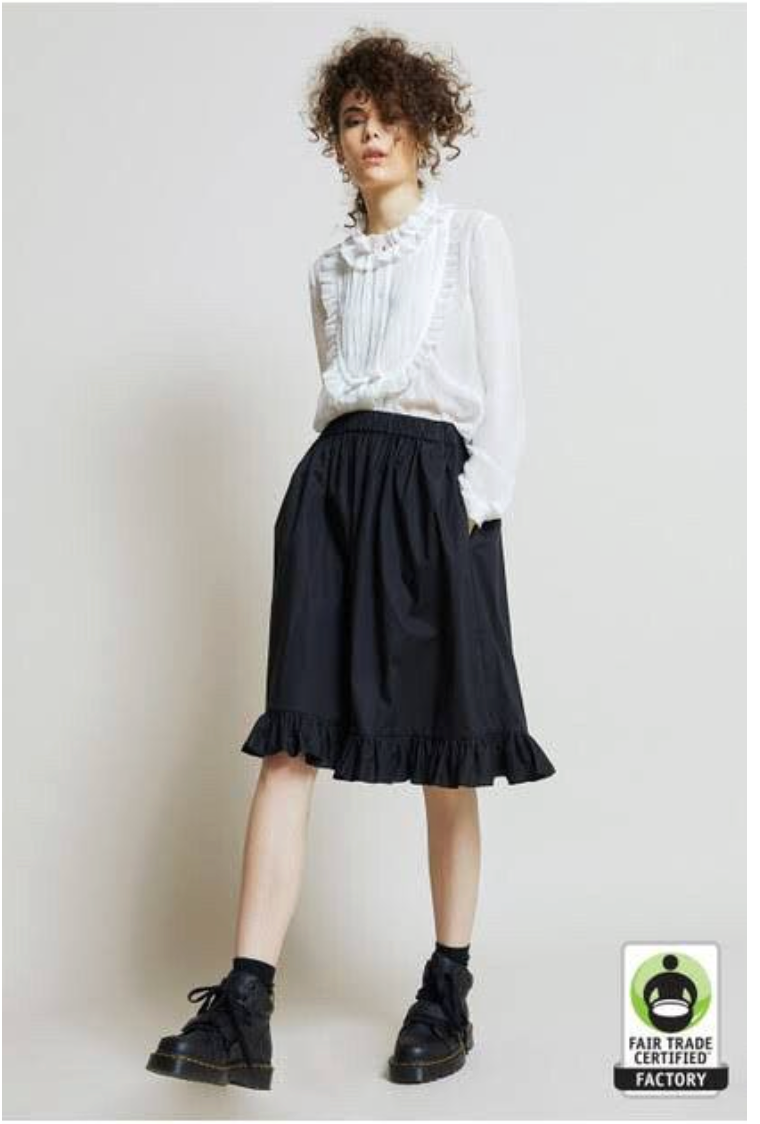 KAREN WALKER / brown cotton organic ruffle skirt with pockets / s (3923137587484930198)