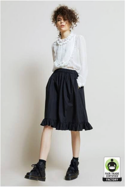 KAREN WALKER / brown cotton organic ruffle skirt with pockets / s (3923137587484930198)