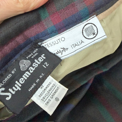 1980s nz vintage / STYLEMASTER / gaye bartlett / plaid wool skirt / s (3923222338886869715)