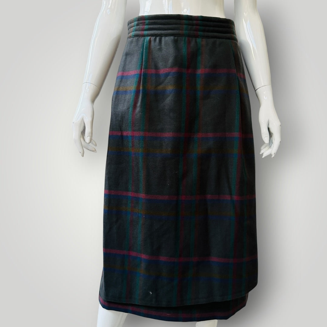 1980s nz vintage / STYLEMASTER / gaye bartlett / plaid wool skirt / s (3923222591473954921)