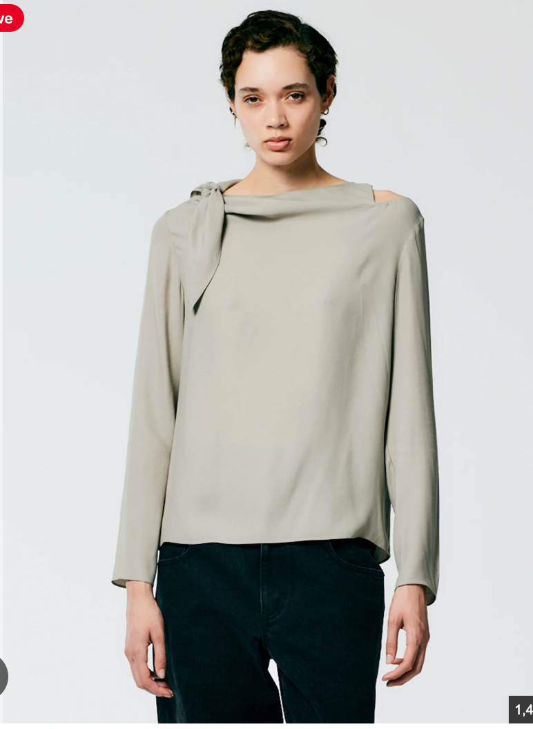 TIBI / feather Weight Eco Crepe Benedict Top / L (3923229737271270115)