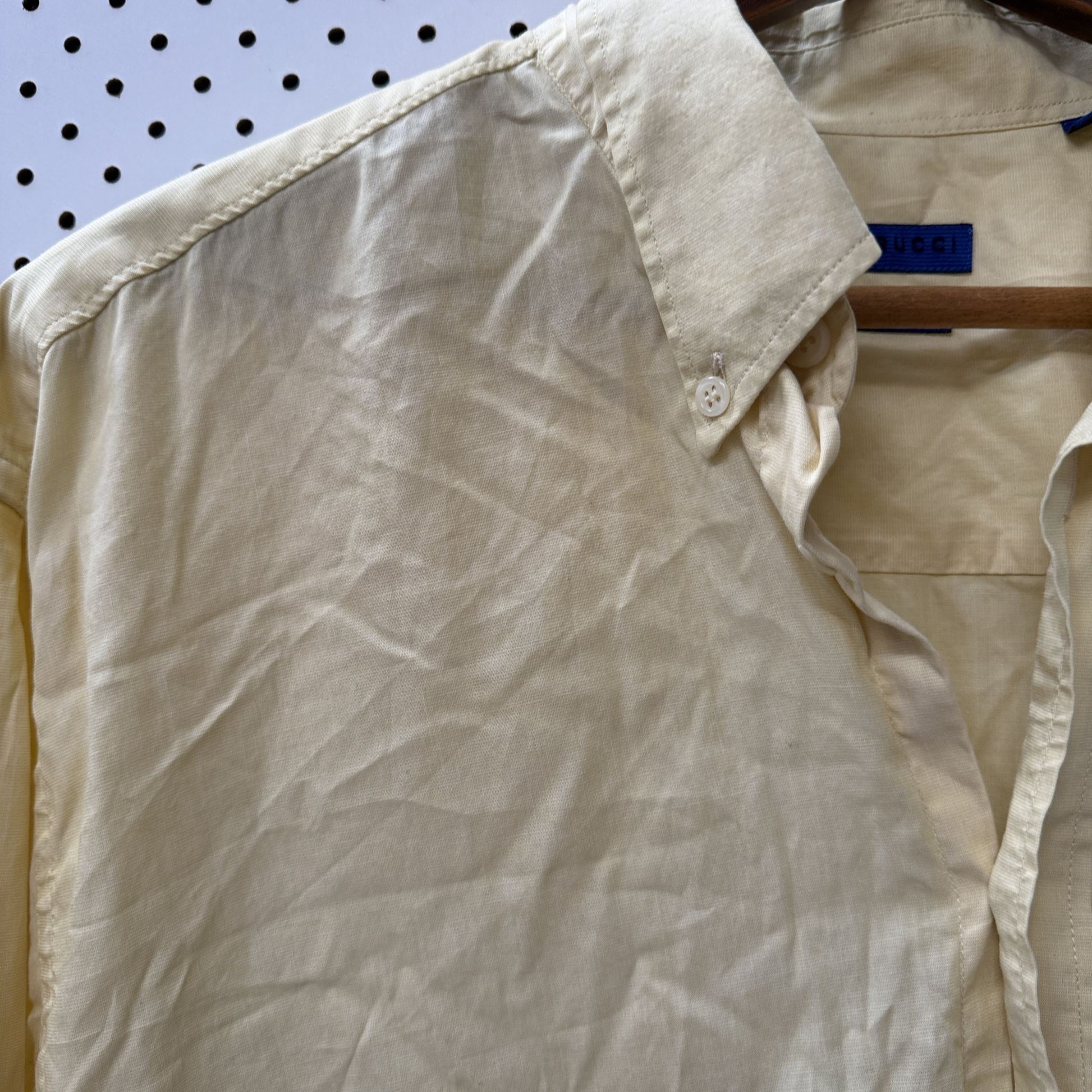 1990s vintage / RIAN RUCCI / yellow cotton button down shirt / L (3923333042339919003)