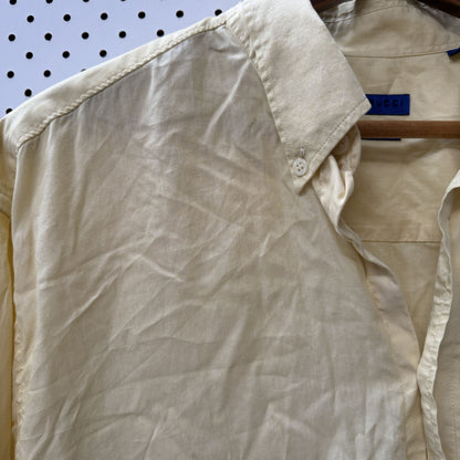 1990s vintage / RIAN RUCCI / yellow cotton button down shirt / L (3923333042339919003)