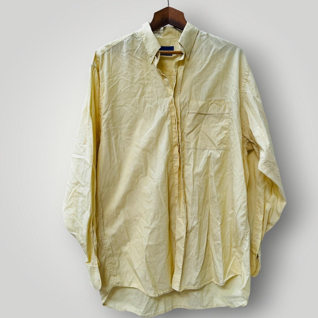 1990s vintage / RIAN RUCCI / yellow cotton button down shirt / L (3923333182625406926)
