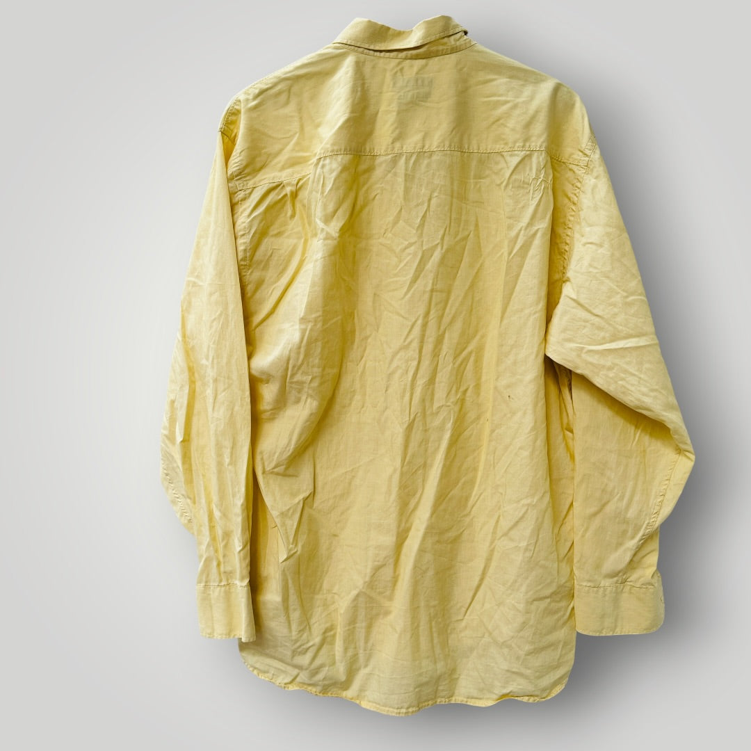 1990s vintage / RIAN RUCCI / yellow cotton button down shirt / L (3923333184273595016)