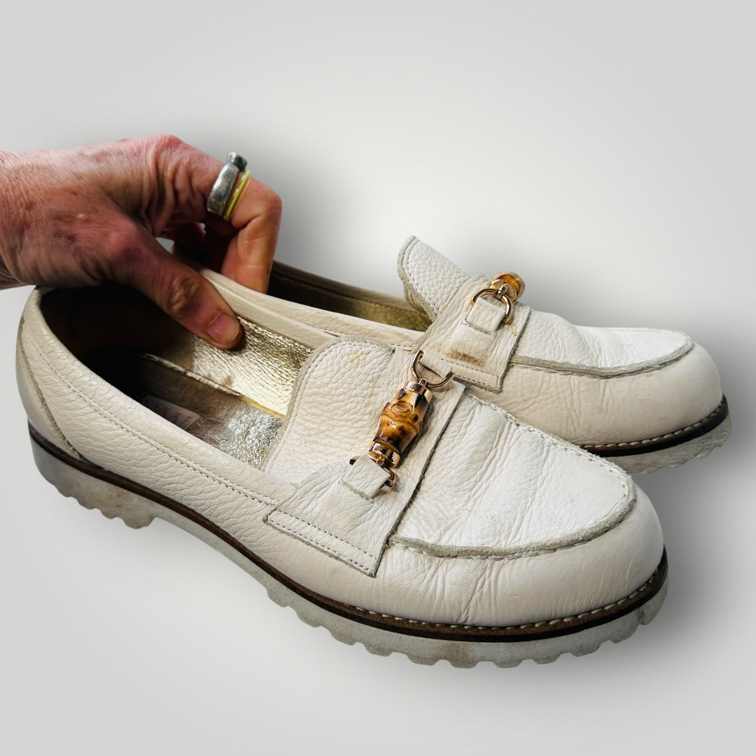 KATHRYN WILSON / flat leather loafers / cream / 38 (3923333211096909264)