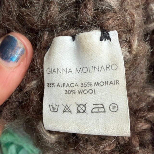 GIANNA MOLINARO / chunky knit alpaca balloon sleeve cardigan / L (3923740070634693315)