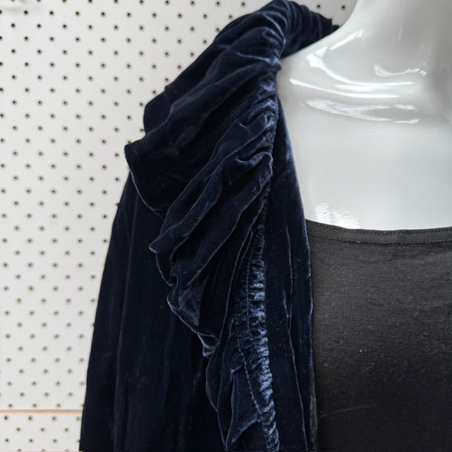 VERGE / 'odette' coat in navy silk velvet / XL (3923740138755084434)