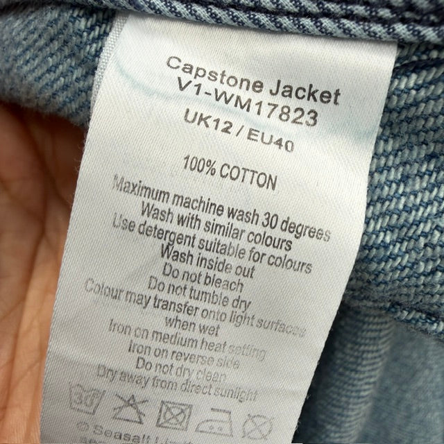 SEASALT CORNWALL / Capstone Jacket / Blue Denim Button Front Chore Coat / 12 (3923740154506880416)