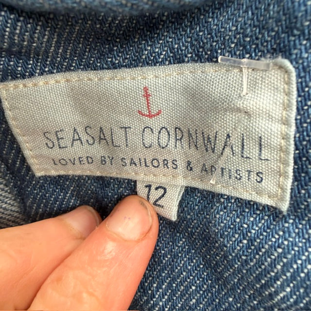 SEASALT CORNWALL / Capstone Jacket / Blue Denim Button Front Chore Coat / 12 (3923740156214486254)