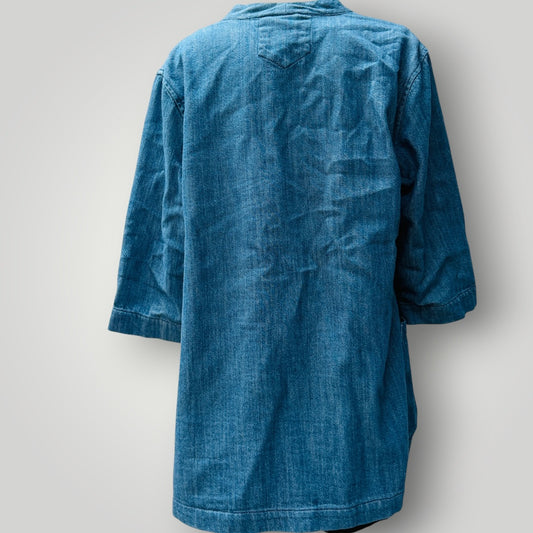 SEASALT CORNWALL / Capstone Jacket / Blue Denim Button Front Chore Coat / 12 (3923740329161944733)