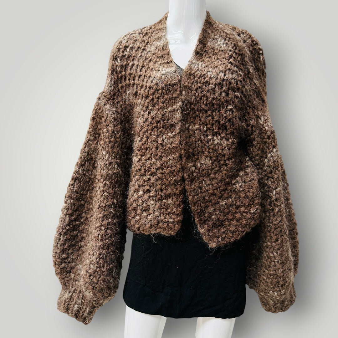 GIANNA MOLINARO / chunky knit alpaca balloon sleeve cardigan / L (3923740353871046348)