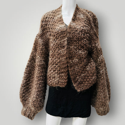 GIANNA MOLINARO / chunky knit alpaca balloon sleeve cardigan / L (3923740353871046348)