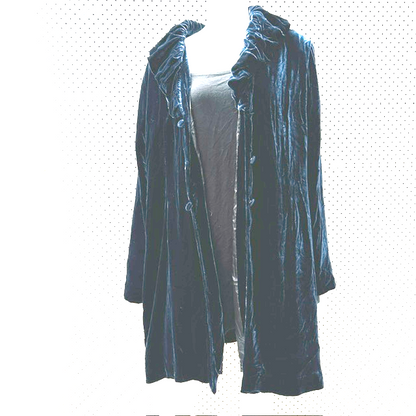 VERGE / 'odette' coat in navy silk velvet / XL (3923743451506407882)