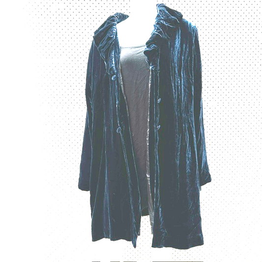 VERGE / 'odette' coat in navy silk velvet / XL (3923743451506407882)