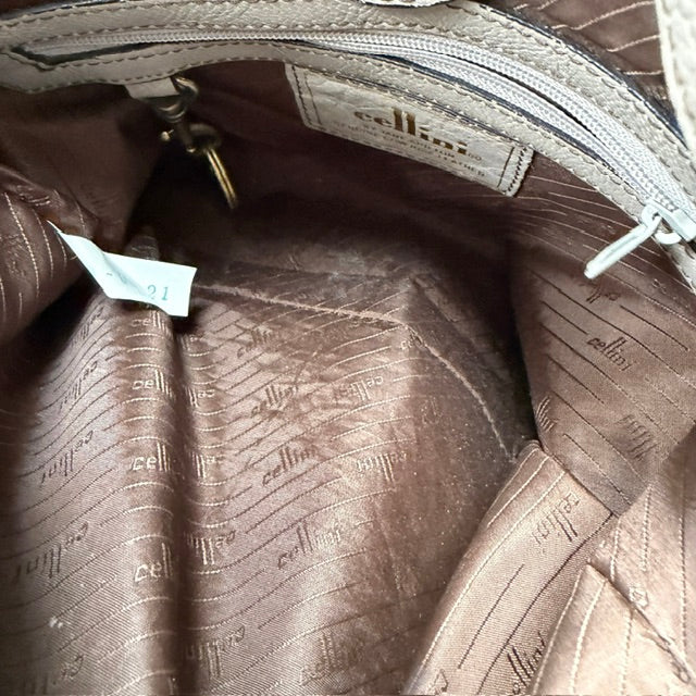 y2k vintage / Cellini by Jane Shilton / cream leather cross body bag (3923827317437385905)
