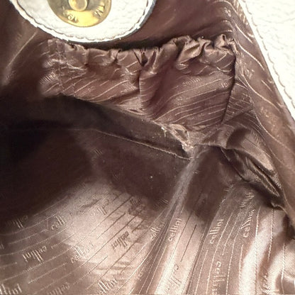 y2k vintage / Cellini by Jane Shilton / cream leather cross body bag (3923827321617545677)