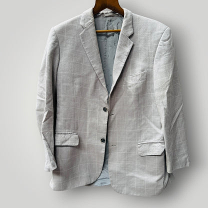 REMBRANDT / silk wool tailored blazer in grey gen plaid / m (3923827477110383471)