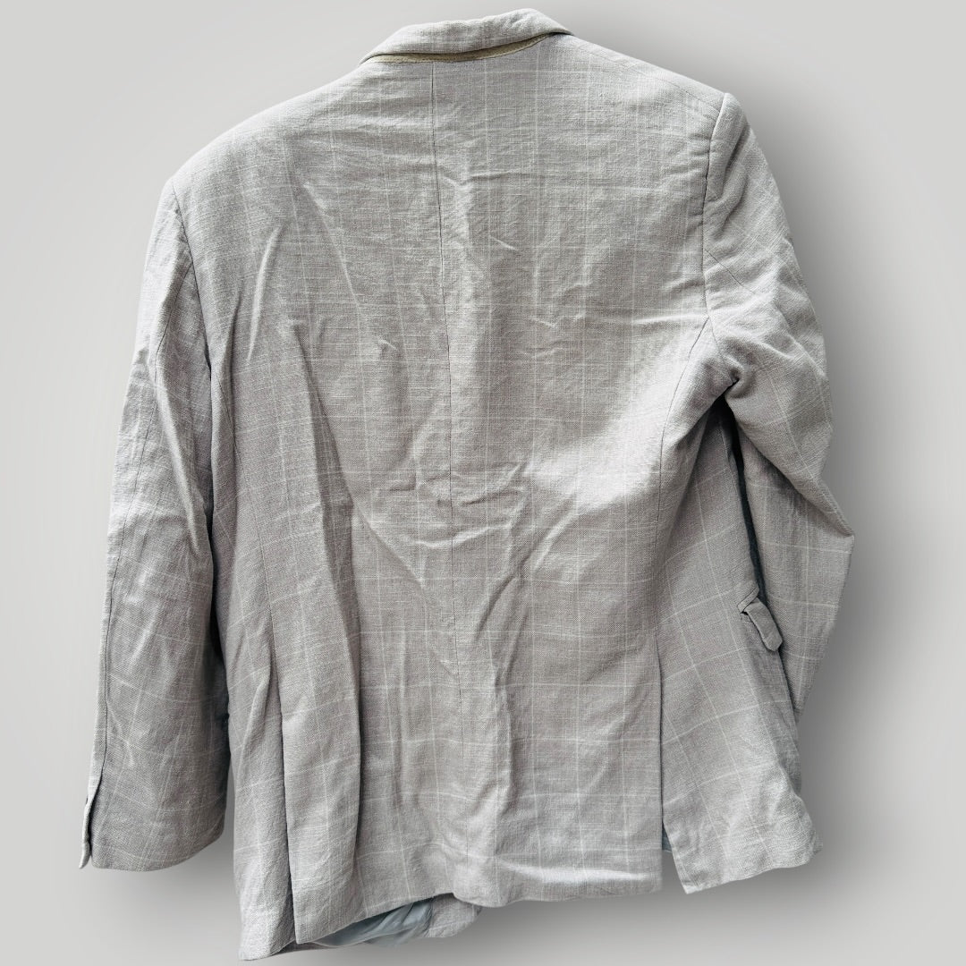 REMBRANDT / silk wool tailored blazer in grey gen plaid / m (3923827483147227915)