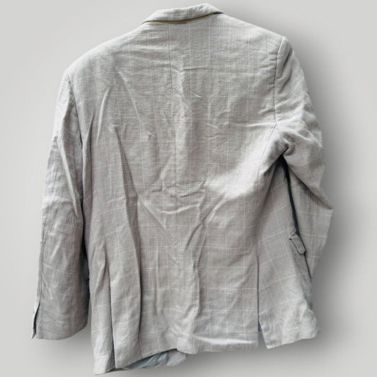REMBRANDT / silk wool tailored blazer in grey gen plaid / m (3923827483147227915)