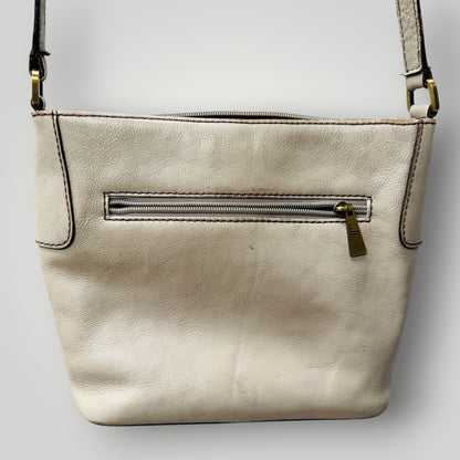 y2k vintage / Cellini by Jane Shilton / cream leather cross body bag (3923827496319627075)
