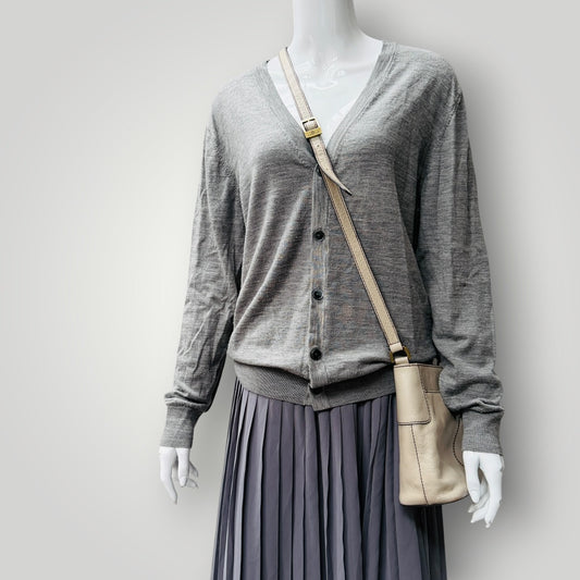 y2k vintage / Cellini by Jane Shilton / cream leather cross body bag (3923827499842875091)