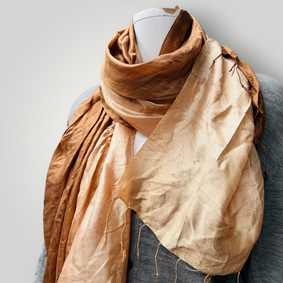 SILK / scarf / browns + golds / large (3923827506277494985)