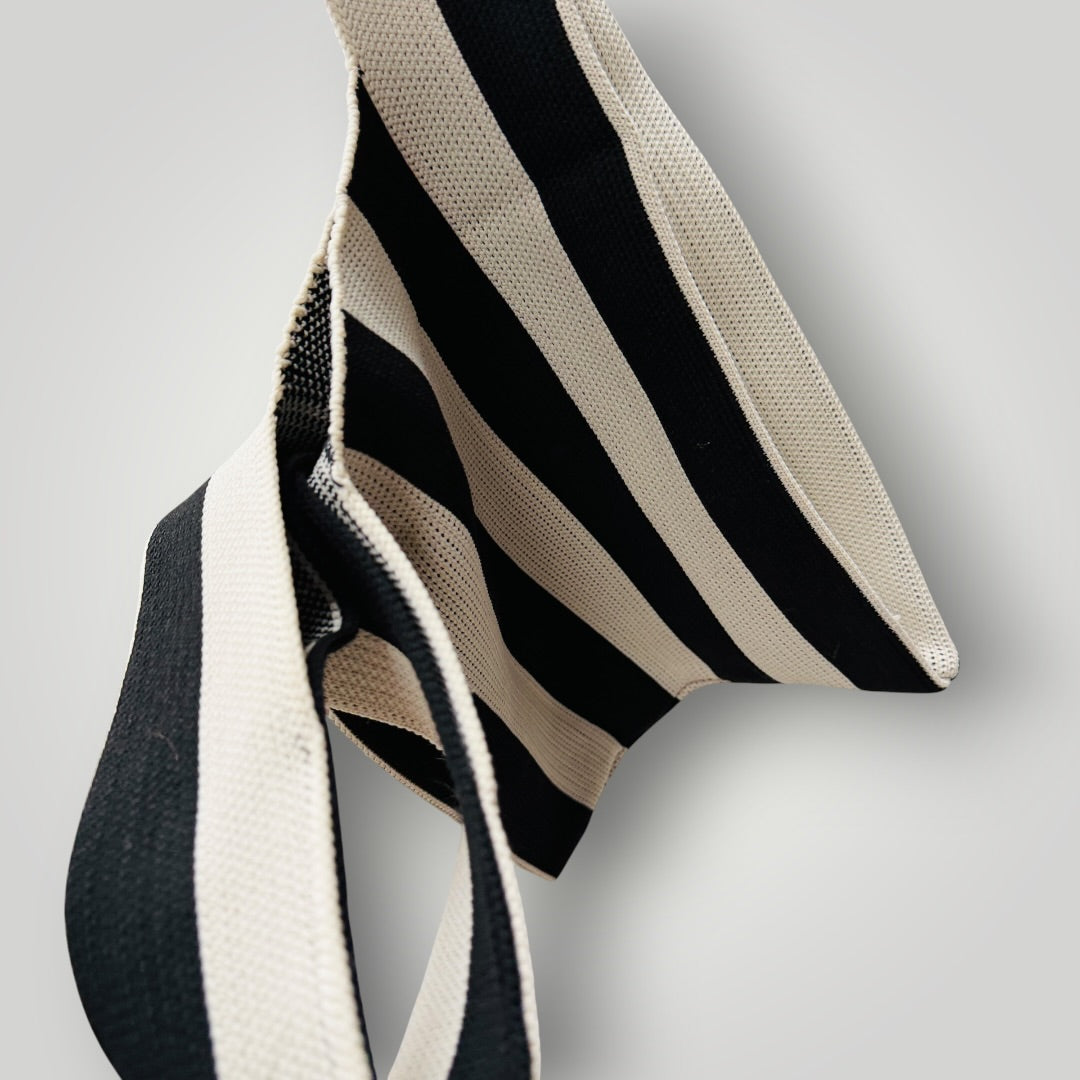 black + white striped / stretch knit / bag (3923827518572981868)