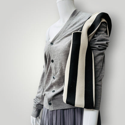 black + white striped / stretch knit / bag (3923827526239536330)