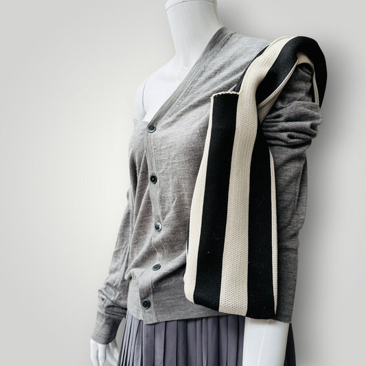 black + white striped / stretch knit / bag (3923827526239536330)