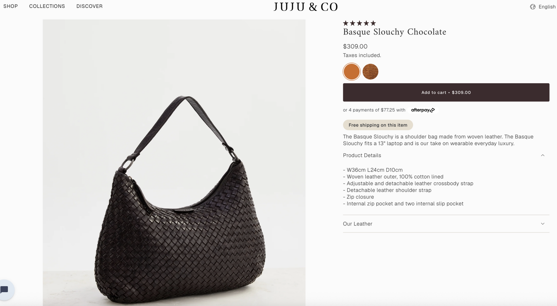 JUJU + CO / Basque slouchy cross body bag in woven leather (3923832066746902458)