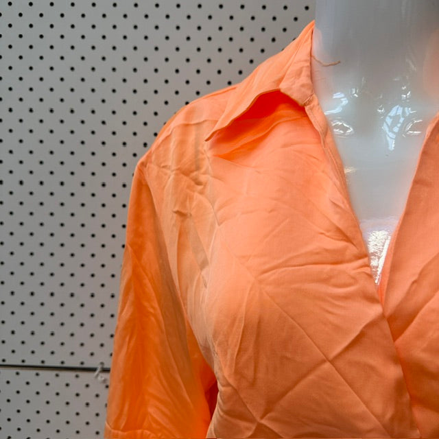 ZARA / bright orange satin mini dress / s/m (3924008853476487426)
