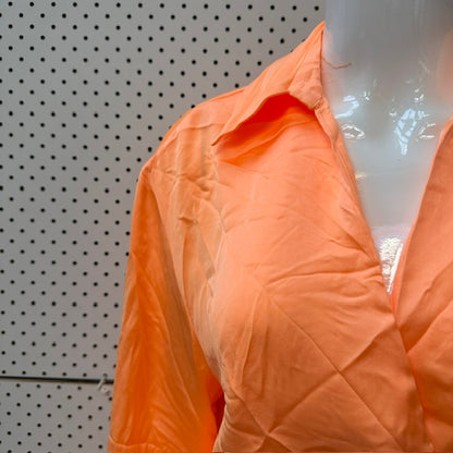 ZARA / bright orange satin mini dress / s/m (3924008853476487426)