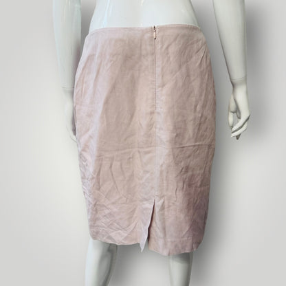 JANE DANIELS / linen skirt in pink / 12 / made in nz (3924009054623886851)