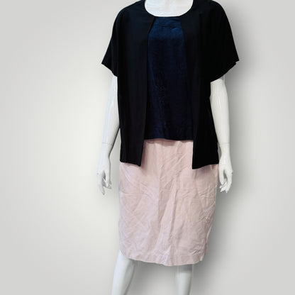 JANE DANIELS / linen skirt in pink / 12 / made in nz (3924009056226037081)