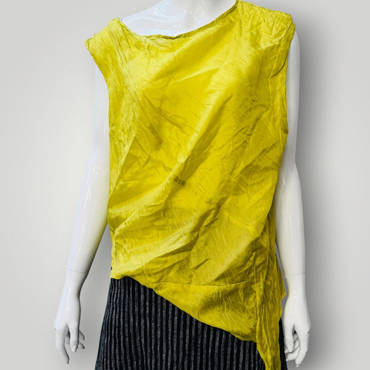 HUA / 100% silk tank / chartreuse / made in australia / 14 (3924009063040355942)