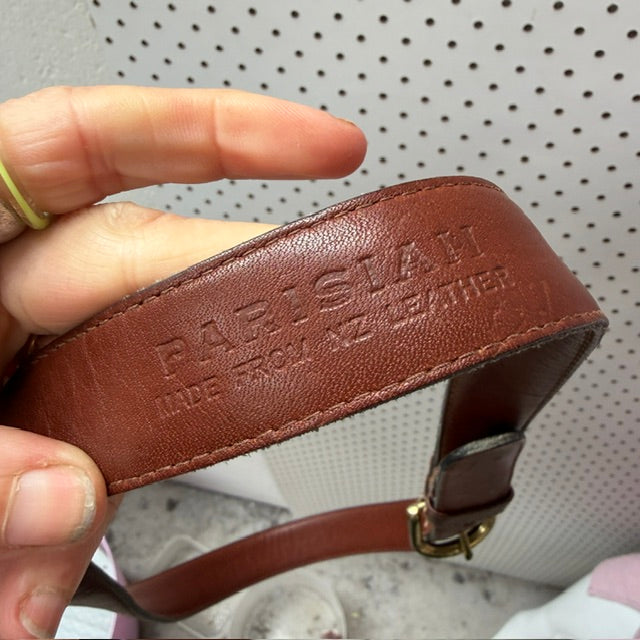PARISIAN / brown leather belt / made in nz / m (3924355155912852339)