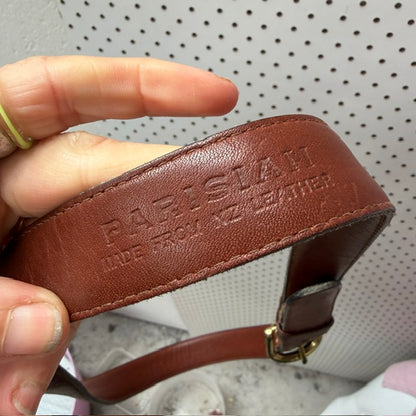 PARISIAN / brown leather belt / made in nz / m (3924355155912852339)