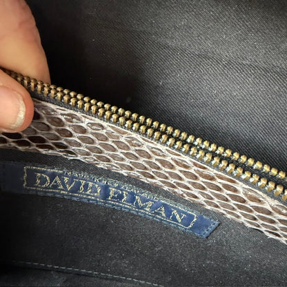 1980s nz vintage / DAVID ELMAN / snakeskin cross body purse or bag (3924355175427966818)