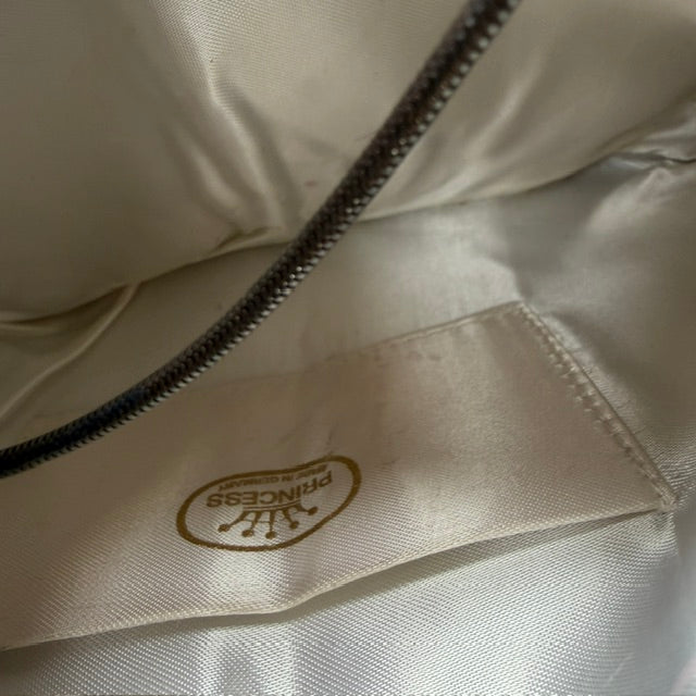1960s vintage / PRINCESS / pleated fabric cross body purse or bag / german (3924355188507856859)