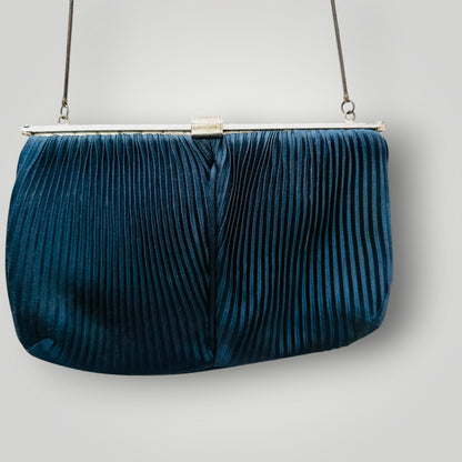 1960s vintage / PRINCESS / pleated fabric cross body purse or bag / german (3924432096744512217)