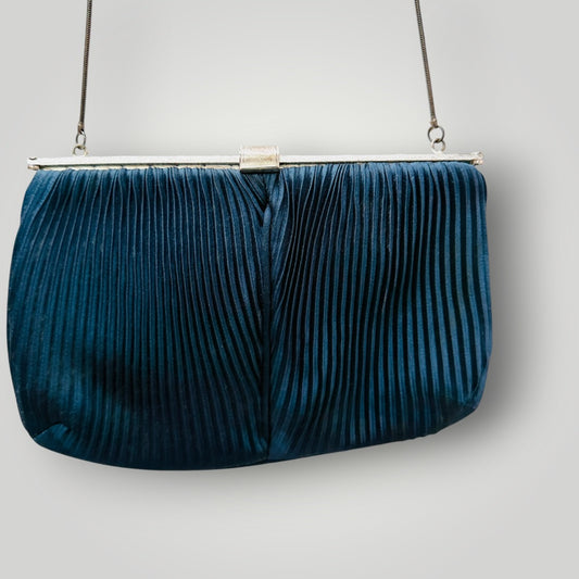 1960s vintage / PRINCESS / pleated fabric cross body purse or bag / german (3924432096744512217)