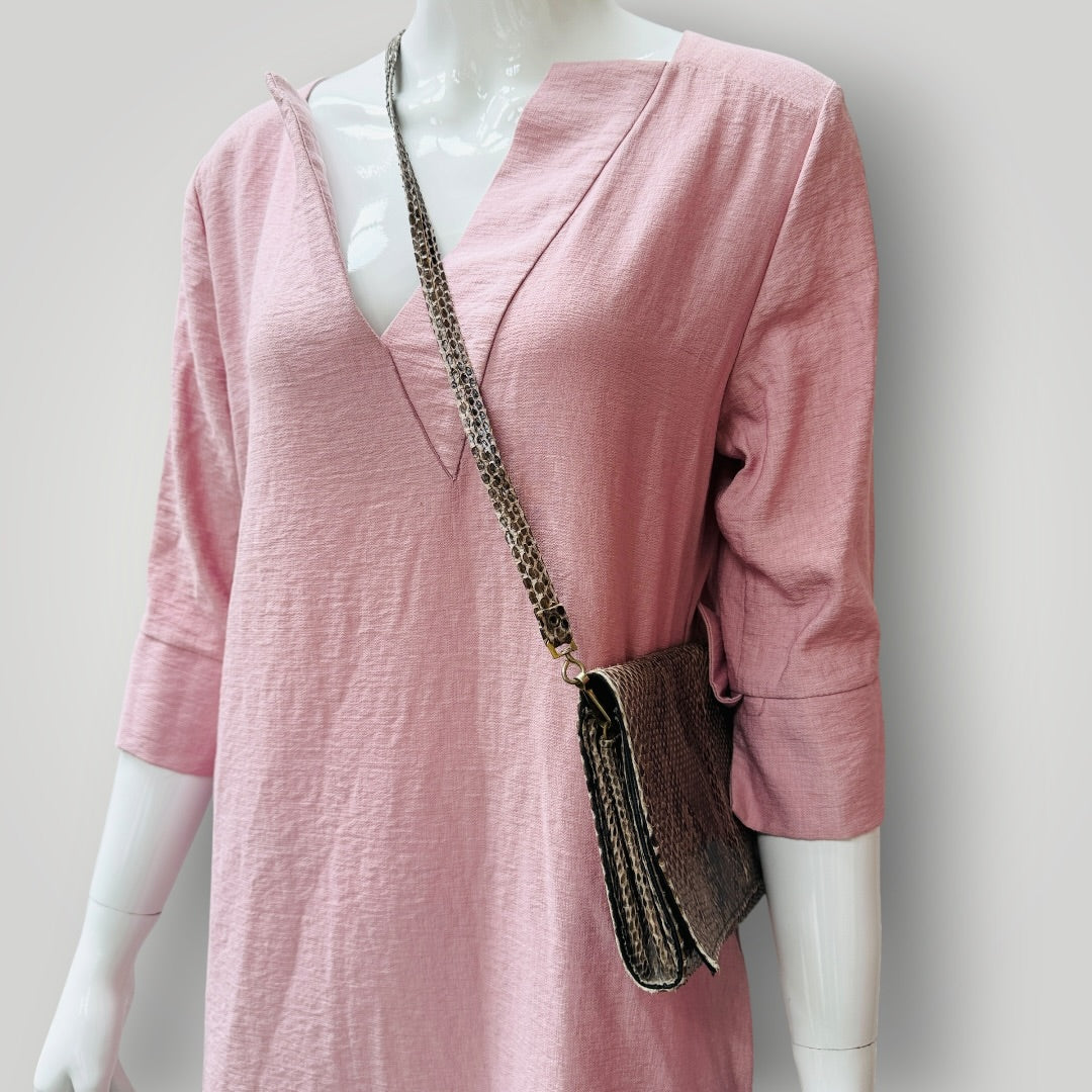 1980s nz vintage / DAVID ELMAN / snakeskin cross body purse or bag (3924432110692106263)