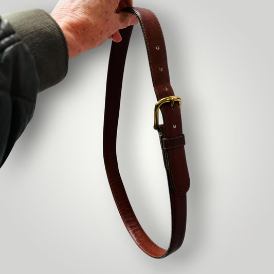PARISIAN / brown leather belt / made in nz / m (3924432126131353791)