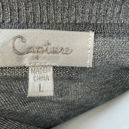 CAPTURE / silver metallic cardigan / L (3924503220844463138)