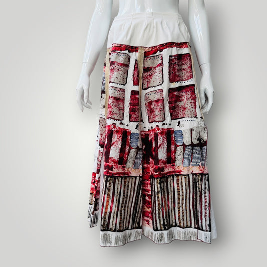 CHOCOLAT / patterned shaped skirt / 22 / made in nz (3924504337083047317)