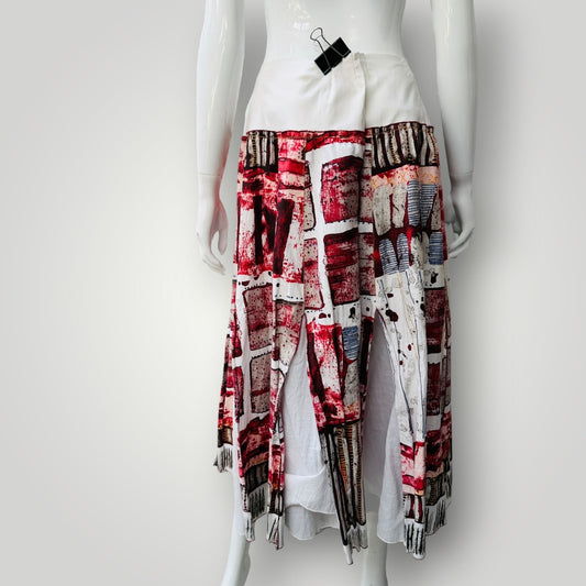 CHOCOLAT / patterned shaped skirt / 22 / made in nz (3924504340224756653)